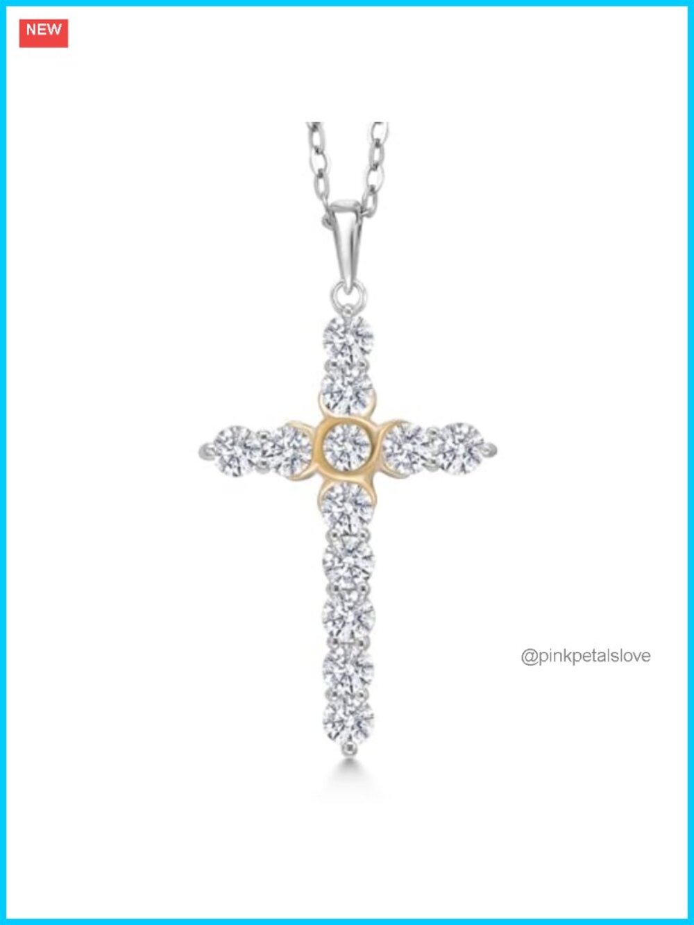 1.20 CTTW Lab Grown Diamond Cross Pendant Necklace 925 Sterling Silver 10K
